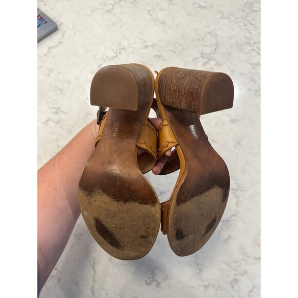 Madewell Angie Sandal 7 Stitched Straps Block Heel Tan - Picture 3 of 4
